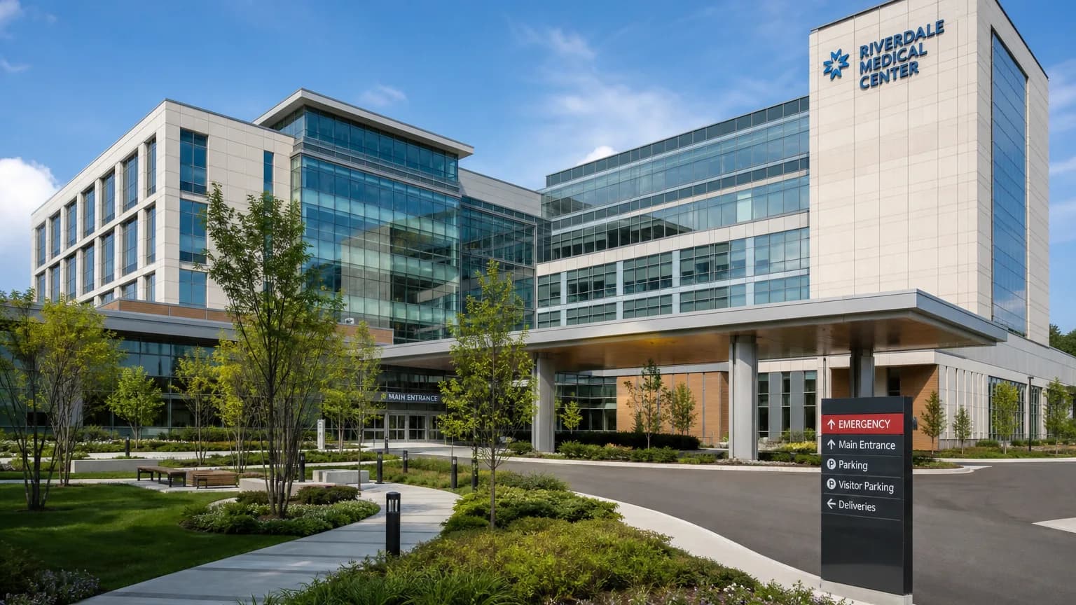 Modern medical campus with integrated security infrastructure and network backbone planning